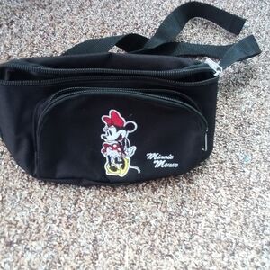 Disney Minnie Mouse Black Waist Bag with Red and Yellow Accents